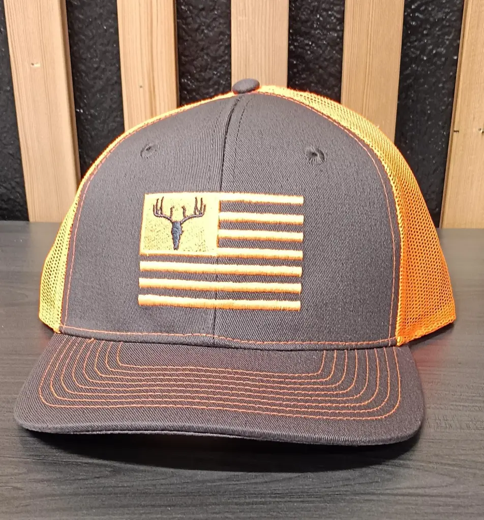 Ah-Mh-Eb23 (Dark Grey Fabric Orange Mesh/Embroidery)