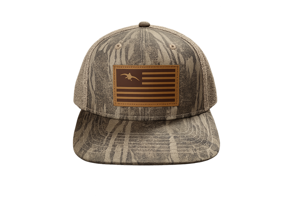Ah-Mh-Lr05 (Brown Camo Fabric Khaki Mesh/Leather Patch)