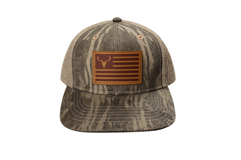Ah-Mh-Lr06 (Brown Camo Fabric Khaki Mesh/Leather Patch)