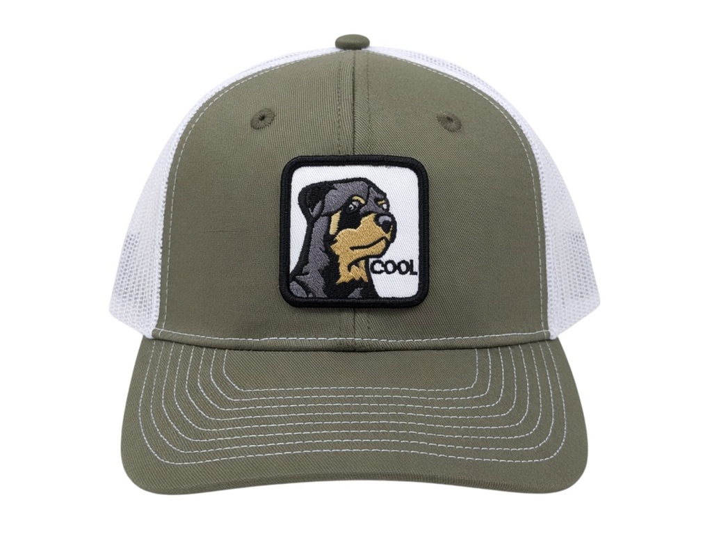 Ah-Mh-Wo01 (Dark Green Fabric White Mesh/Woven Patch)