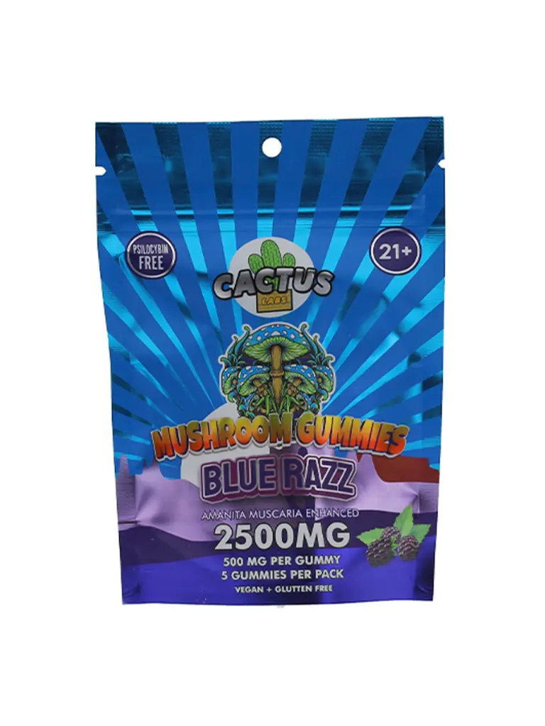 Cmg Blue Razz (Cactus Mushroom Gummies 5Ct Per Pk 2500Mg)