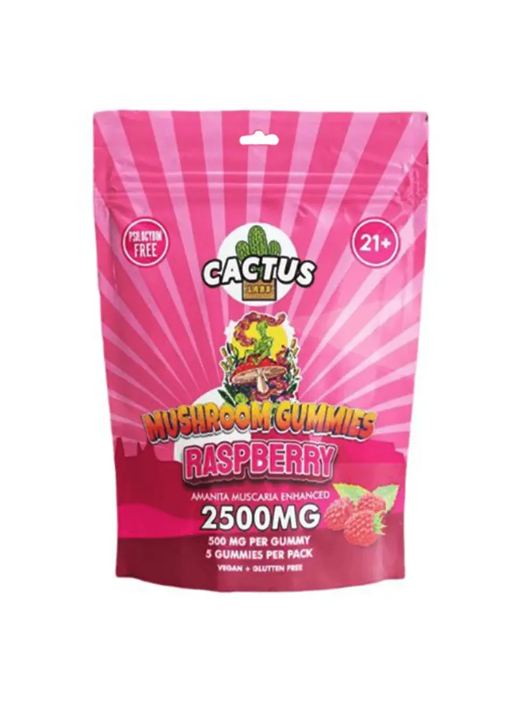 Cmg Raspberry (Cactus Mushroom Gummies 5Ct Per Pk 2500Mg)