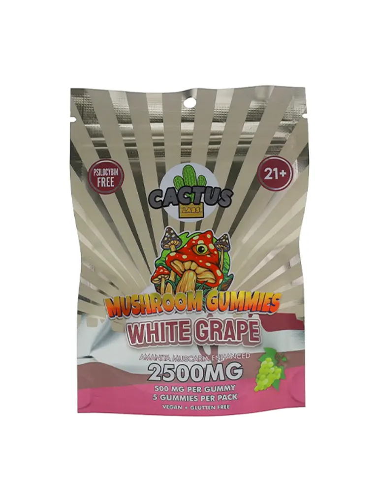 Cmg White Grape (Cactus Mushroom Gummies 5Ct Per Pk 2500Mg)