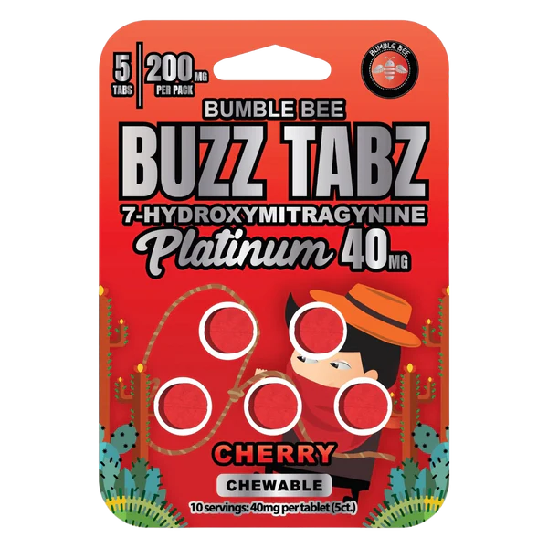 Bb-Buz40C5Ct (Platinum Cherry Bumble Bee Buzz Tabz 7-Oh  40Mg 5Ct Blister Pk/6Pk ...