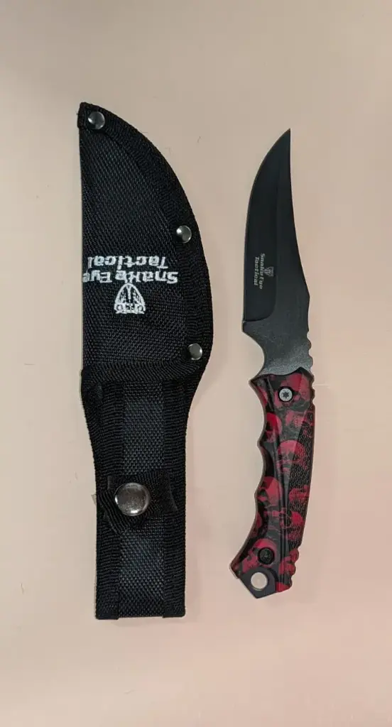 Hk-009Rdsc (Snake Eye Tactical Skinner Knife Red Skull Handle 8.5")