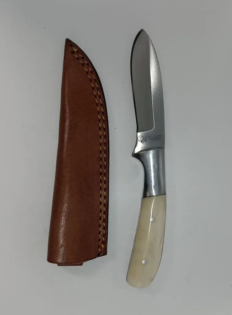 Wt-4031Bn (Wild Turkey Handmade Knife Hunting W Real Leather Sheath)