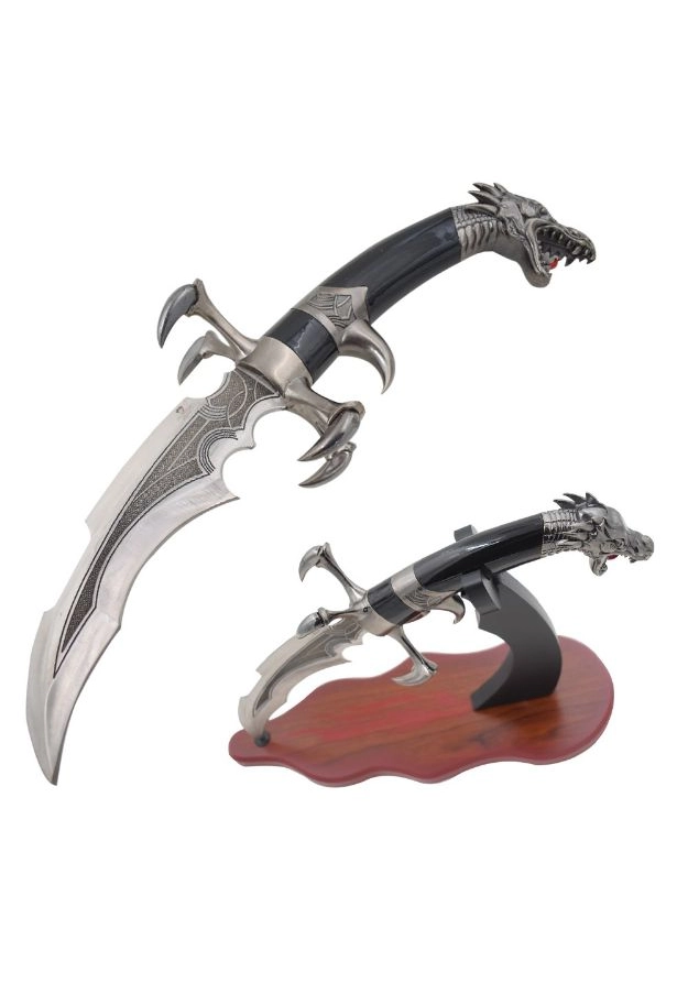 Se-7227S (Snake Eye Silver Dragon Claw Fantasy Dagger 14.25")