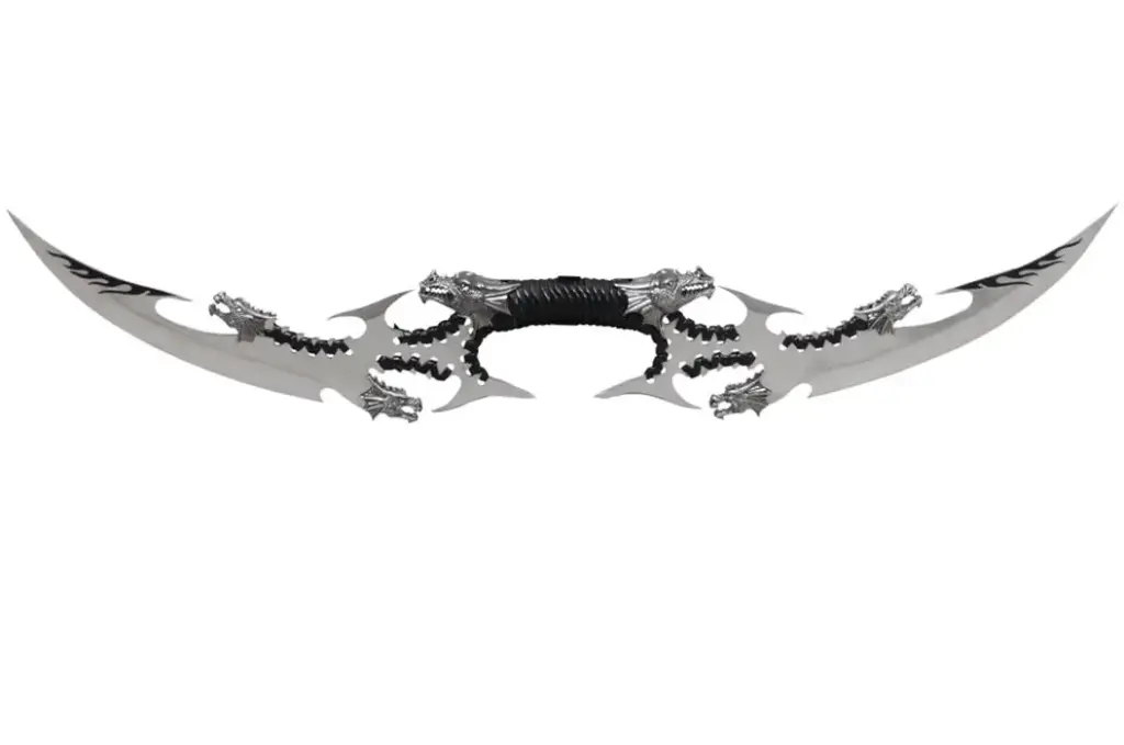 Fm-700Db 26"(Dual Dragon Blade Wings Daggers W/ Display Stand)