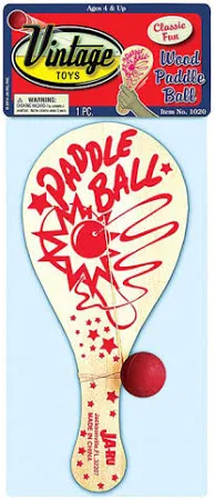 #1020 Wood Paddle Ball (Vintage Wood Paddle Ball 1Ct)