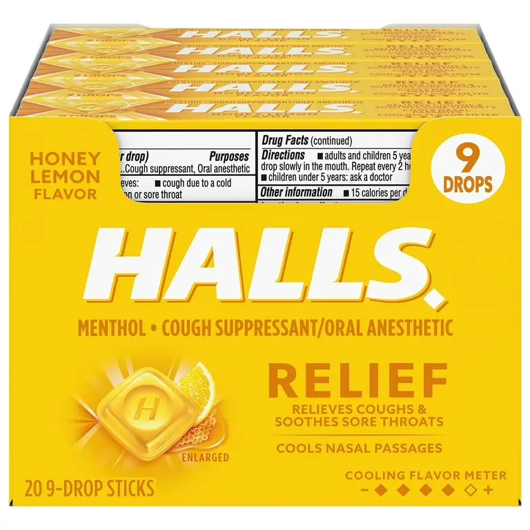 1038 HALLS USA HONEY-LEMON 20CT/BOX
