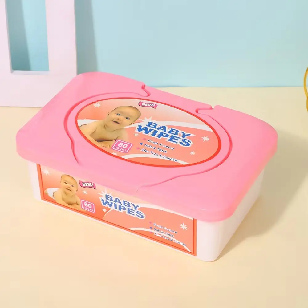 6467 BABY WIPES PLASTIC TUB 80CT PINK