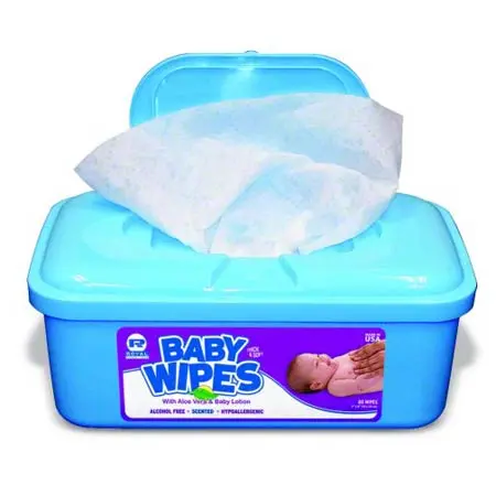2852 BABY WIPES PLASTIC TUB 80 CT BLUE