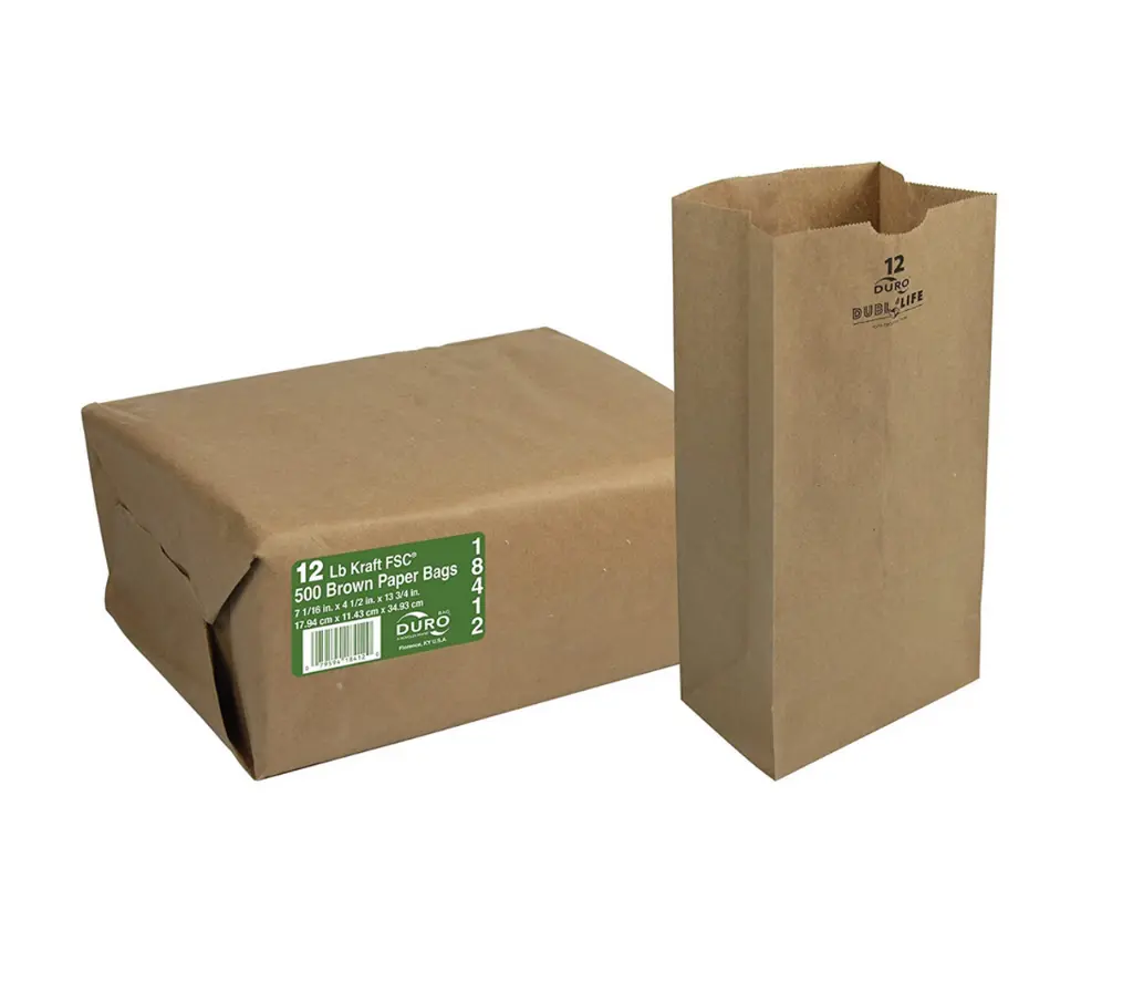 DURO 12LB KRAFT BROWN PAPER BAG 500/PK