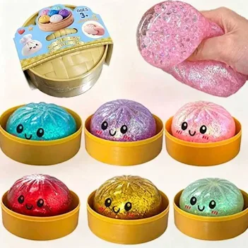 DUMPLING  GLITTER SQUISHY TOY 12CT