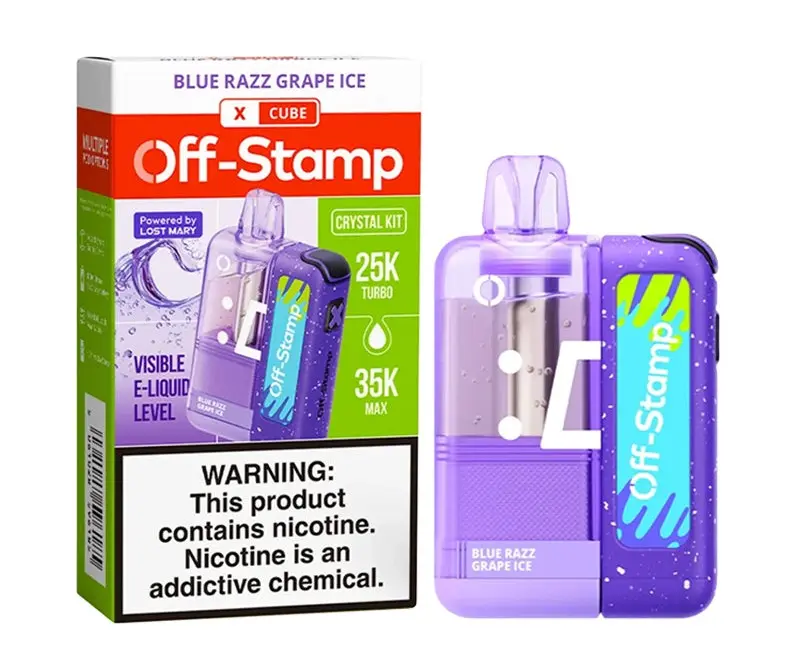 OFF STAMP X-CUBE CRYSTAL-CUBE DISPOSABLE KIT BLUE RAZZ GRAPE ICE 